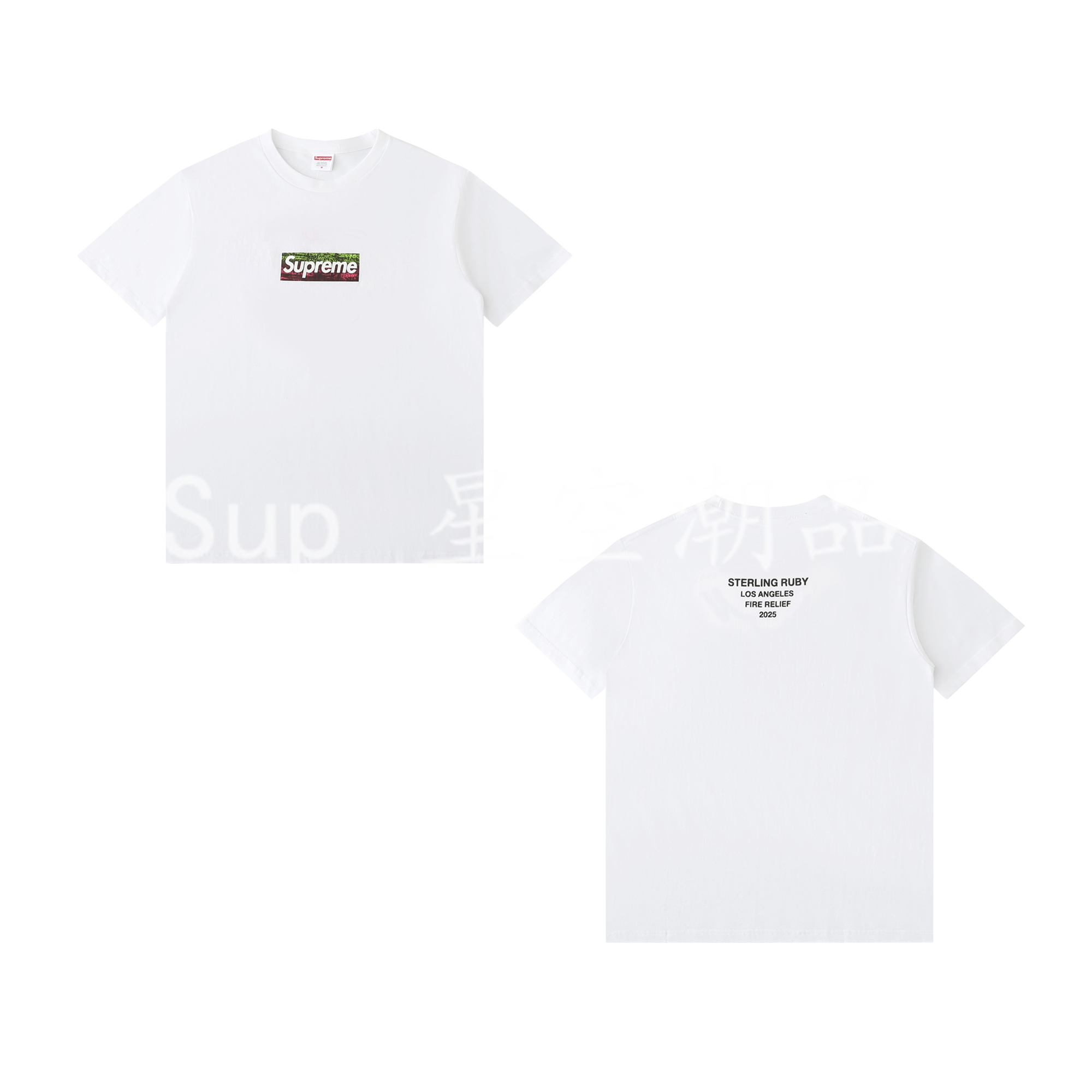 [Supreme] 슈프림 로스엔젤레스 파이어 릴리프 박스 로고 티셔츠