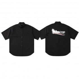 [Balenciaga] 발렌시아가 폴리티컬 스텐실 라지 핏 쇼츠 슬리브 셔츠