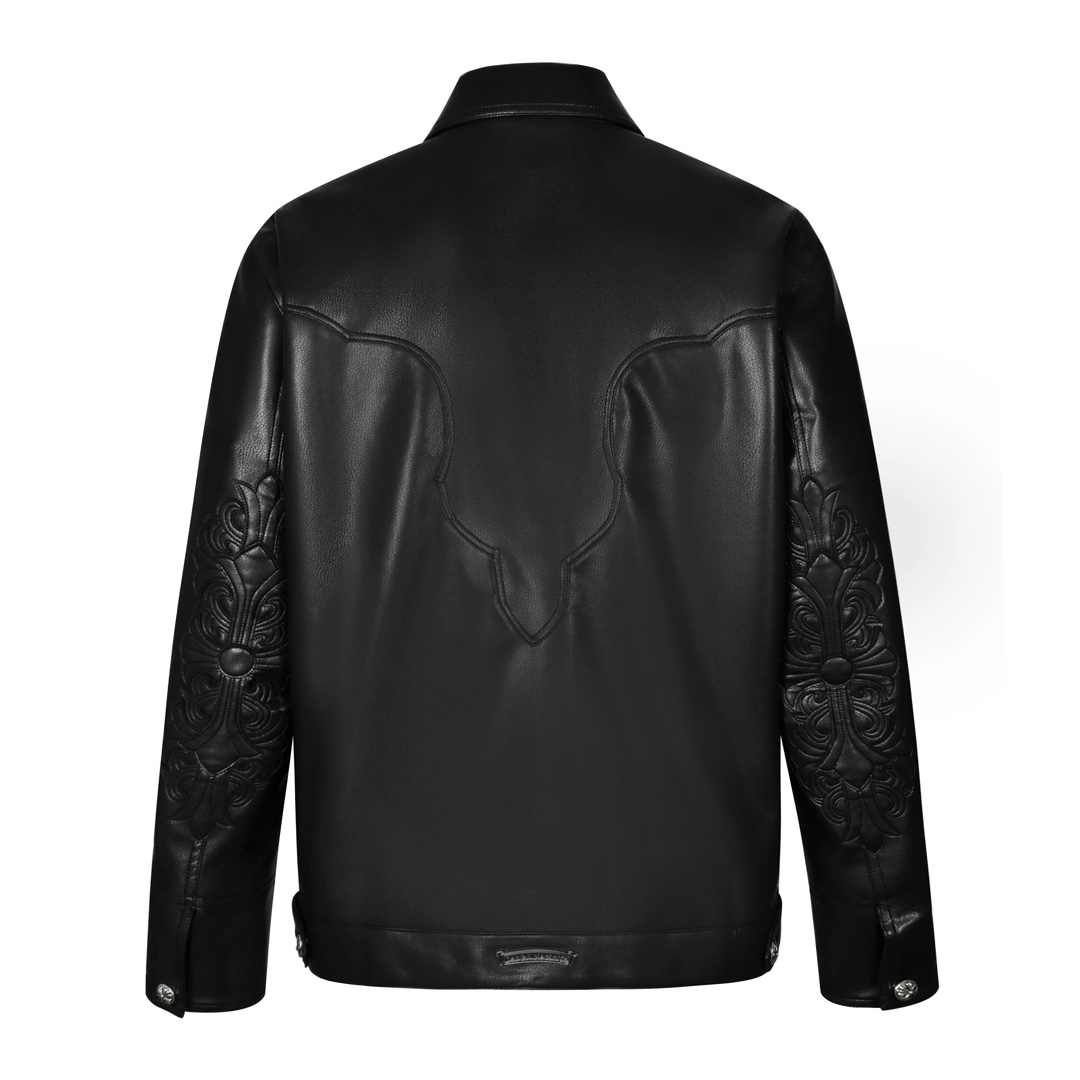 [Chrome Hearts] 크롬하츠 플레임 바인 패치 레더 자켓