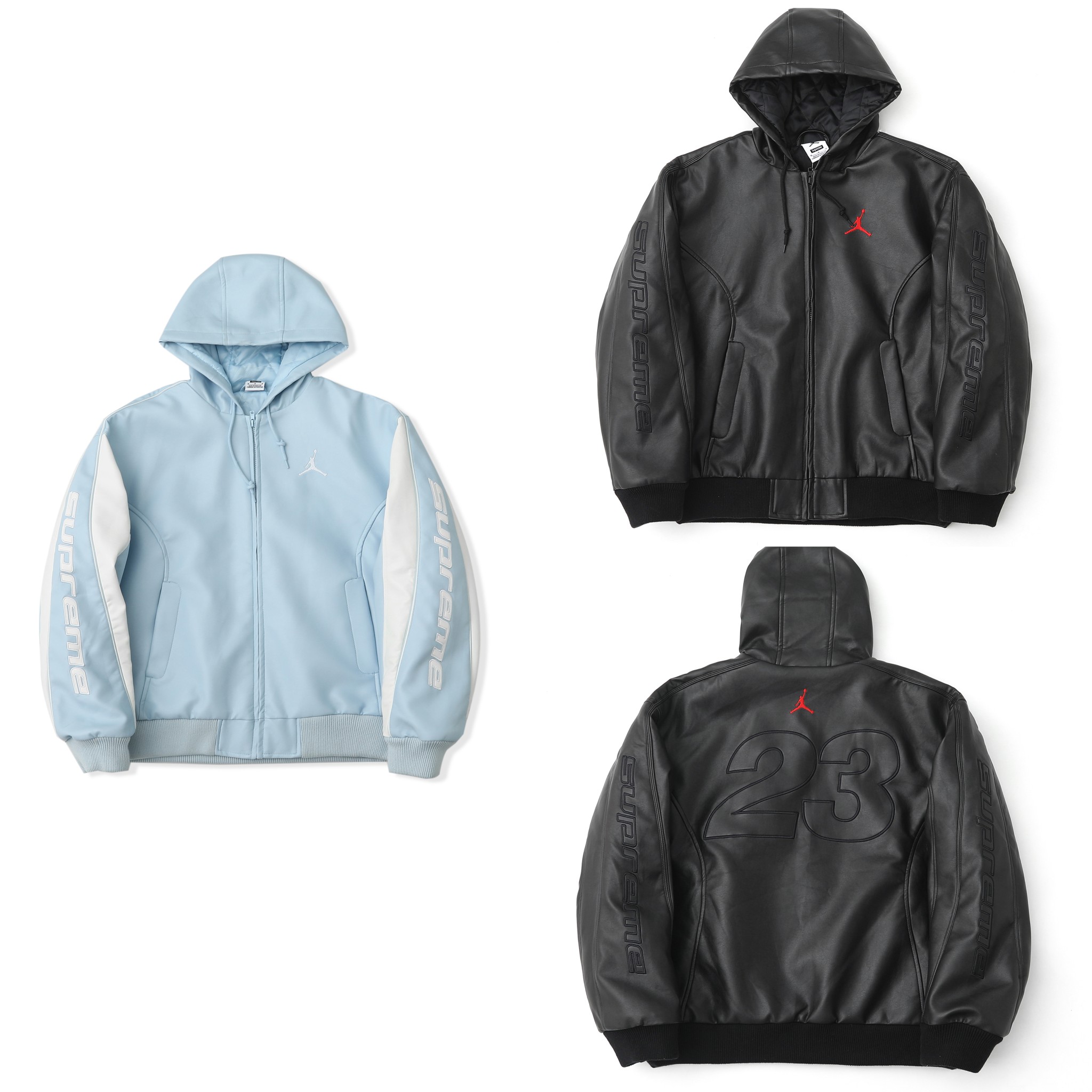 [Supreme] 슈프림 x 조던 후드 레더 자켓