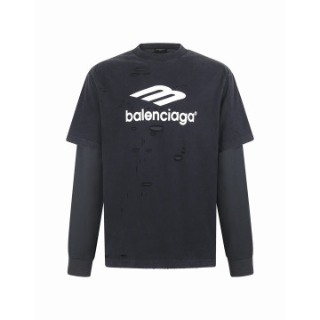 [BALENCIAGA] 발렌시아가 디스트로이드 레이어드 롱슬리브 티셔츠