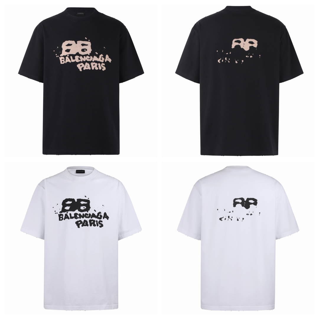 [BALENCIAGA] 발렌시아가 핸드 드로운 BB 아이콘 티셔츠