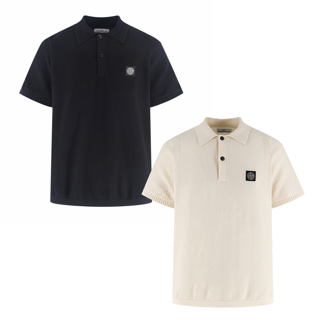 [Stone Island] 스톤아일랜드 컴파스 로고 니트 폴로 셔츠