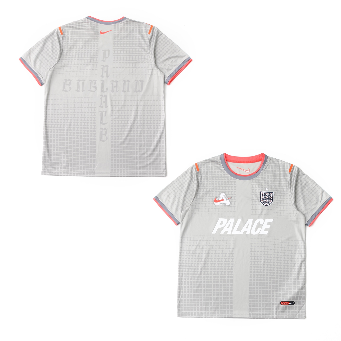 [Palace x Nike] 팔라스 x 나이키 잉글랜드 드라이핏 아카데미 프로 숏슬리브 풋볼 탑 퓨터 그레이 브라이트 크림슨