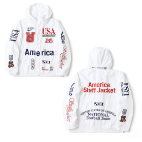 [Nike] 나이키 x 버질 아블로 아카이브 USA 우븐 스태프 자켓 화이트 딥 로얄 블루