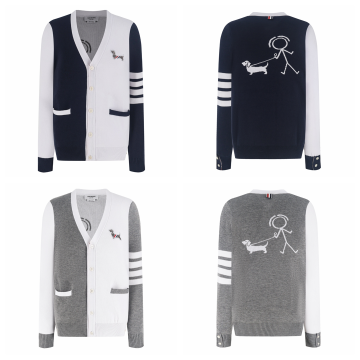[THOM BROWNE] 톰브라운 미스터 톰 앤 헥터 컬러 블록 가디건