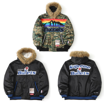 [Supreme] 슈프림 미첼 & 네스 팀 후드 사틴 바시티 자켓