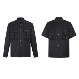 [PRADA] 프라다 블랙 리나일론 포켓 오버셔츠 (소매 탈부착)
