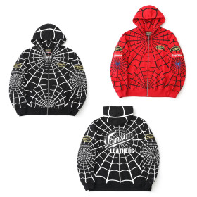 [Supreme x Vanson] 슈프림 x 밴슨 스파이더맨 집업 후드 스웨트셔츠
