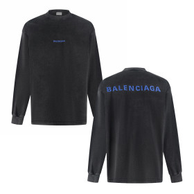[BALENCIAGA] 발렌시아가 로고 워시드 코튼 롱슬리브 티셔츠