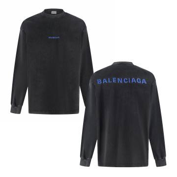 [BALENCIAGA] 발렌시아가 로고 워시드 코튼 롱슬리브 티셔츠