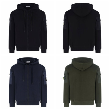 [STONE ISLAND] 스톤아일랜드 슬리브 포켓 와펜 후드 집업 자켓